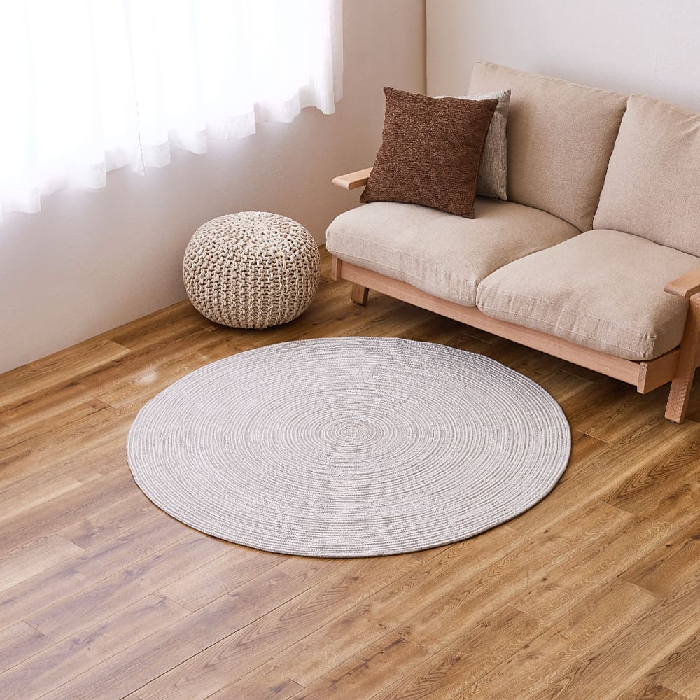 綿100％の編み込みラグ ブレイド GY/WH 140R メーカー直送 ▼返品・キャンセル不可【他商品との同時購入不可】