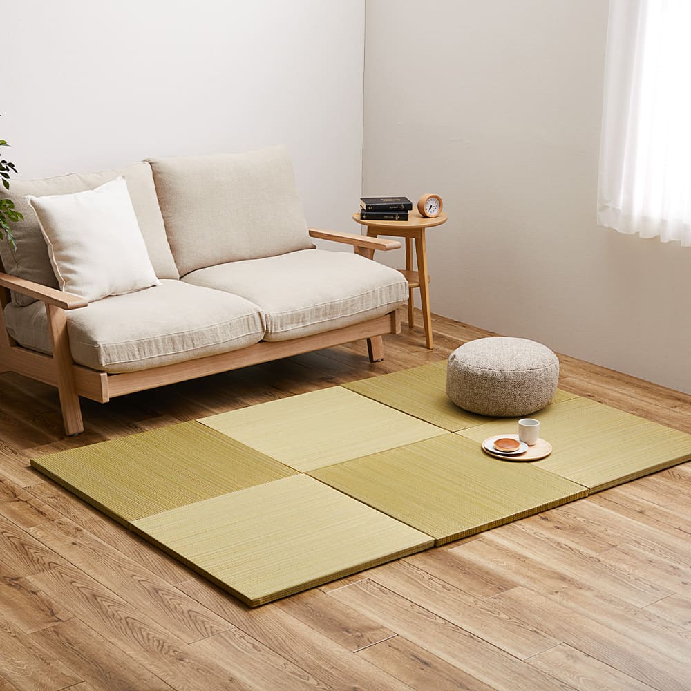 カラーの選べる軽量置き畳 紗彩 イエロー 同色6枚組 メーカー直送 ▼返品・キャンセル不可[他商品との同時購入不可]