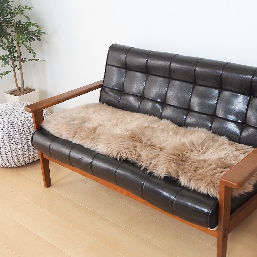 ムートンロングクッション M-511-F ブラウン メーカー直送 ▼返品・キャンセル不可[他商品との同時購入不可]