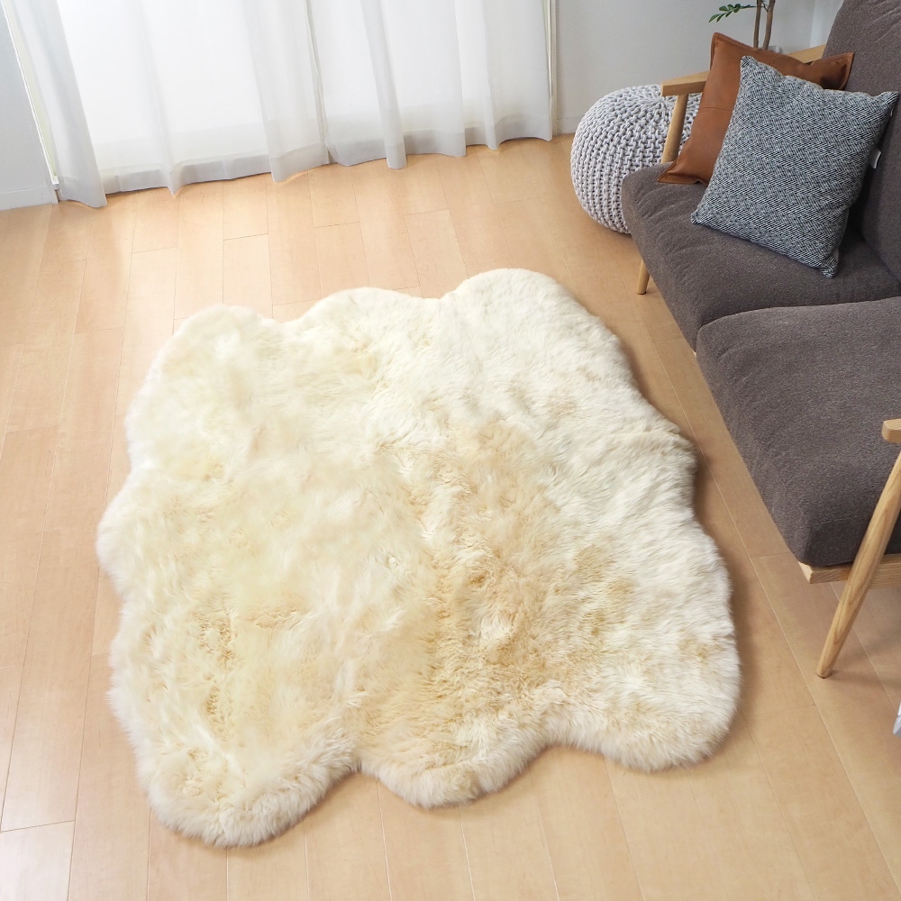 可愛い ムートンフリース  140x180cm M-511  ベージュ メーカー直送▼返品・キャンセル不可[他商品の同時購入不]