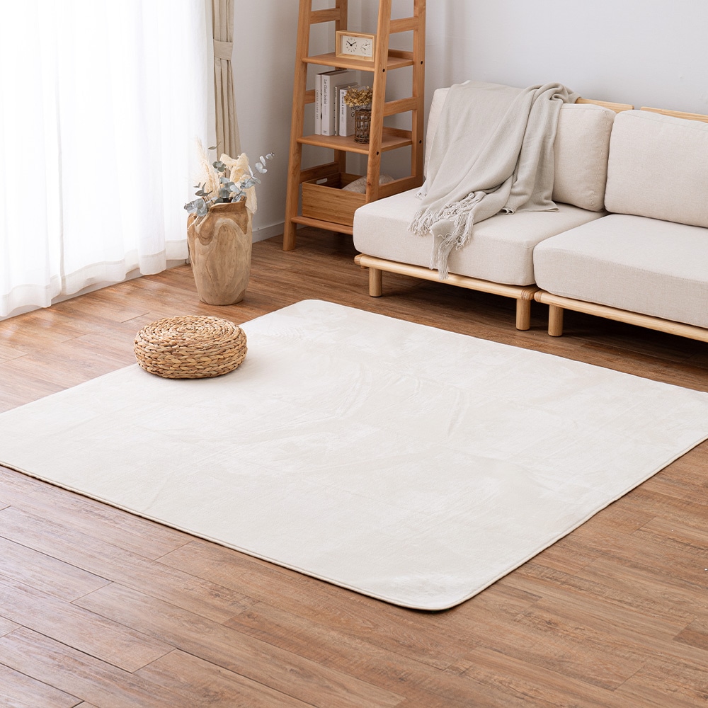 メレンゲタッチの洗えるコンパクトラグ  アイボリー185x185  メーカー直送?返品・キャンセル不可[他商品との同時購入不可]