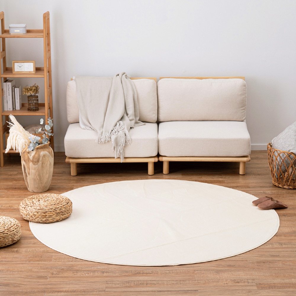 メレンゲタッチの洗えるコンパクトラグ  アイボリー185R  メーカー直送?返品・キャンセル不可[他商品との同時購入不可]