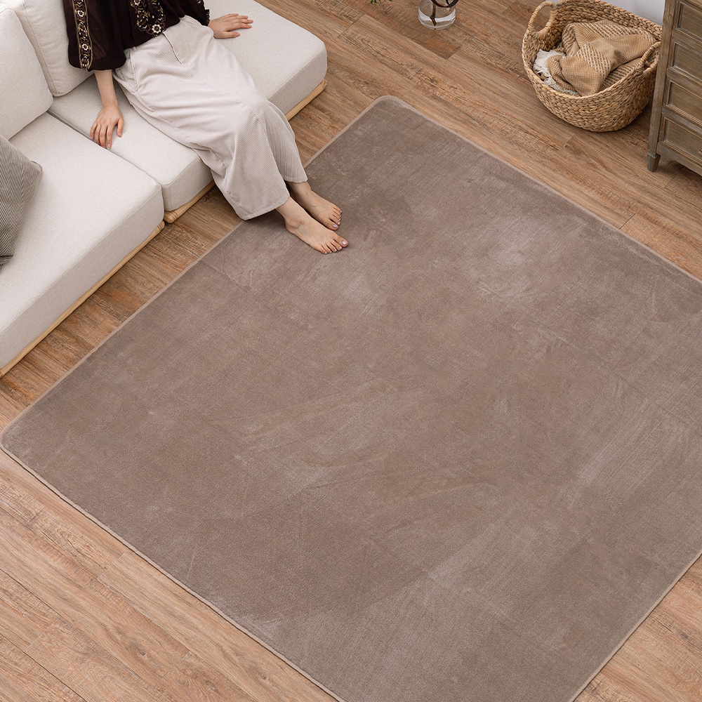 メレンゲタッチの洗えるコンパクトラグ  ベージュ185x185  メーカー直送?返品・キャンセル不可[他商品との同時購入不可]