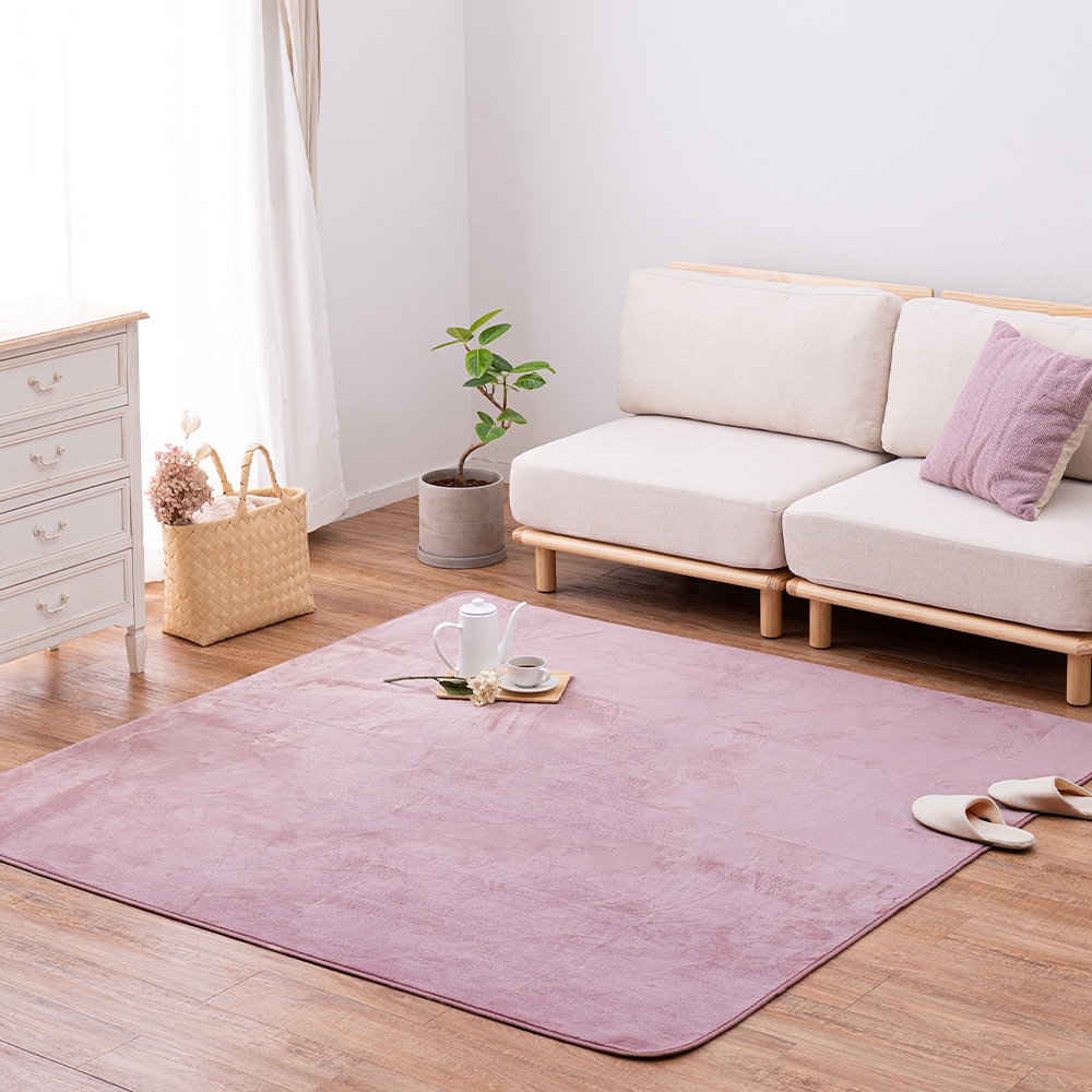 メレンゲタッチの洗えるコンパクトラグ  ピンク185x185  メーカー直送?返品・キャンセル不可[他商品との同時購入不可]