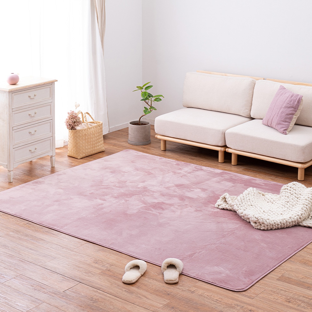 メレンゲタッチの洗えるコンパクトラグ  ピンク185x240  メーカー直送?返品・キャンセル不可[他商品との同時購入不可]