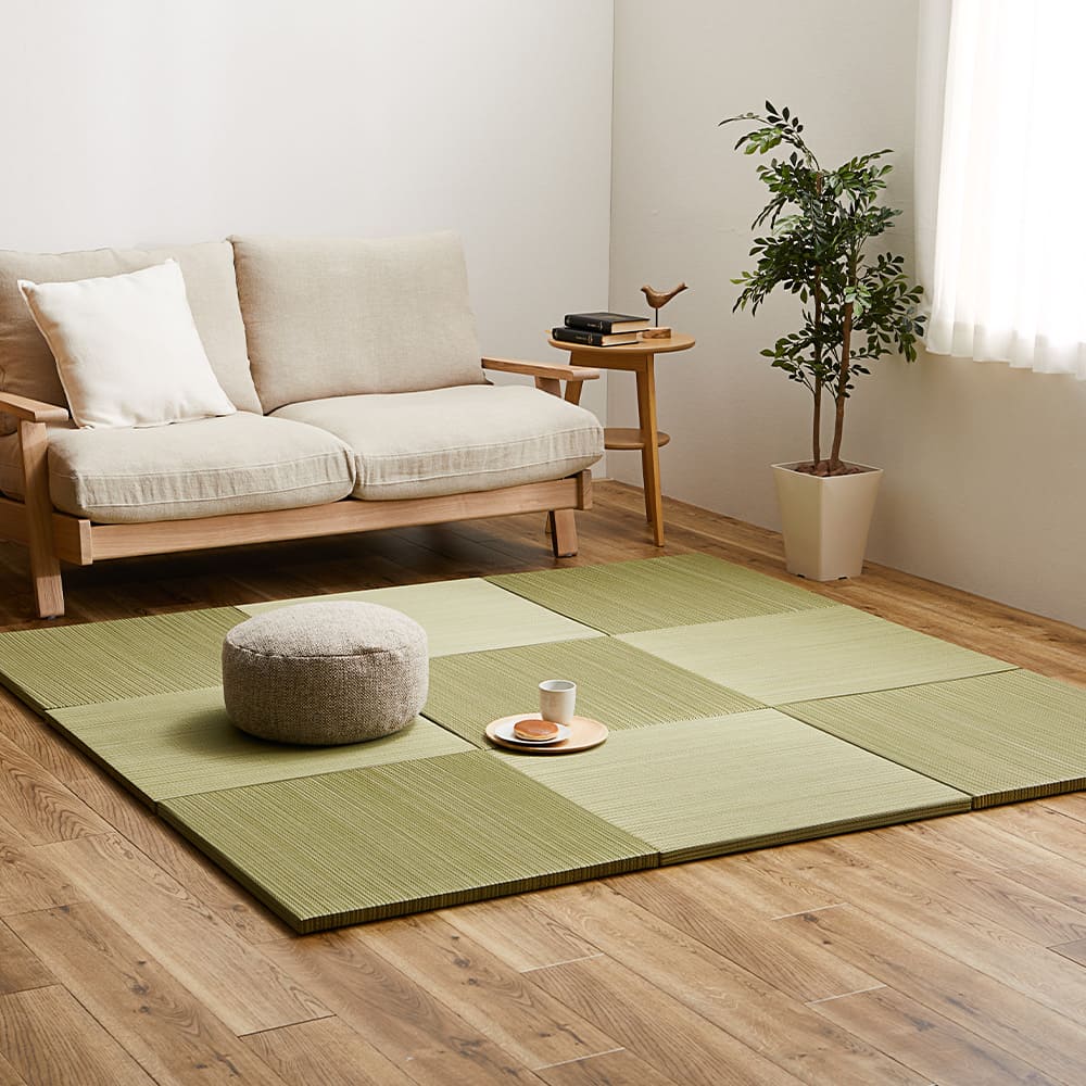 カラーの選べる軽量置き畳 紗彩 グリーン 同色9枚組 メーカー直送 ▼返品・キャンセル不可[他商品との同時購入不可]