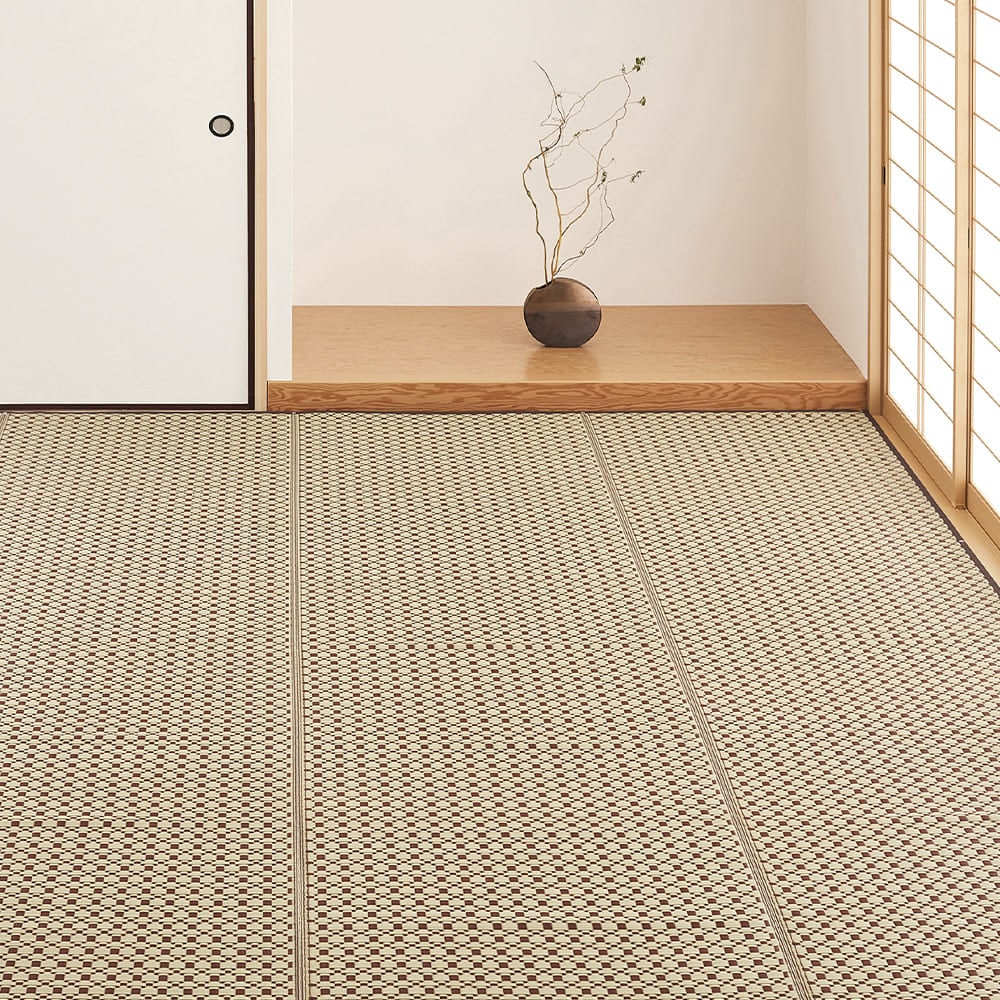 洗えるい草風カーペット ルイス 江戸間6畳 ブラウン メーカー直送 ▼返品・キャンセル不可【他商品との同時購入不可】