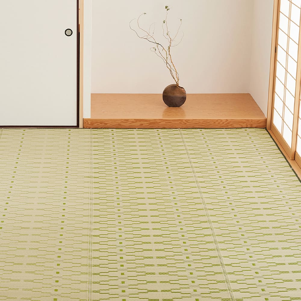洗えるい草風カーペット やなぎ 江戸間3畳 グリーン メーカー直送 ▼返品・キャンセル不可【他商品との同時購入不可】