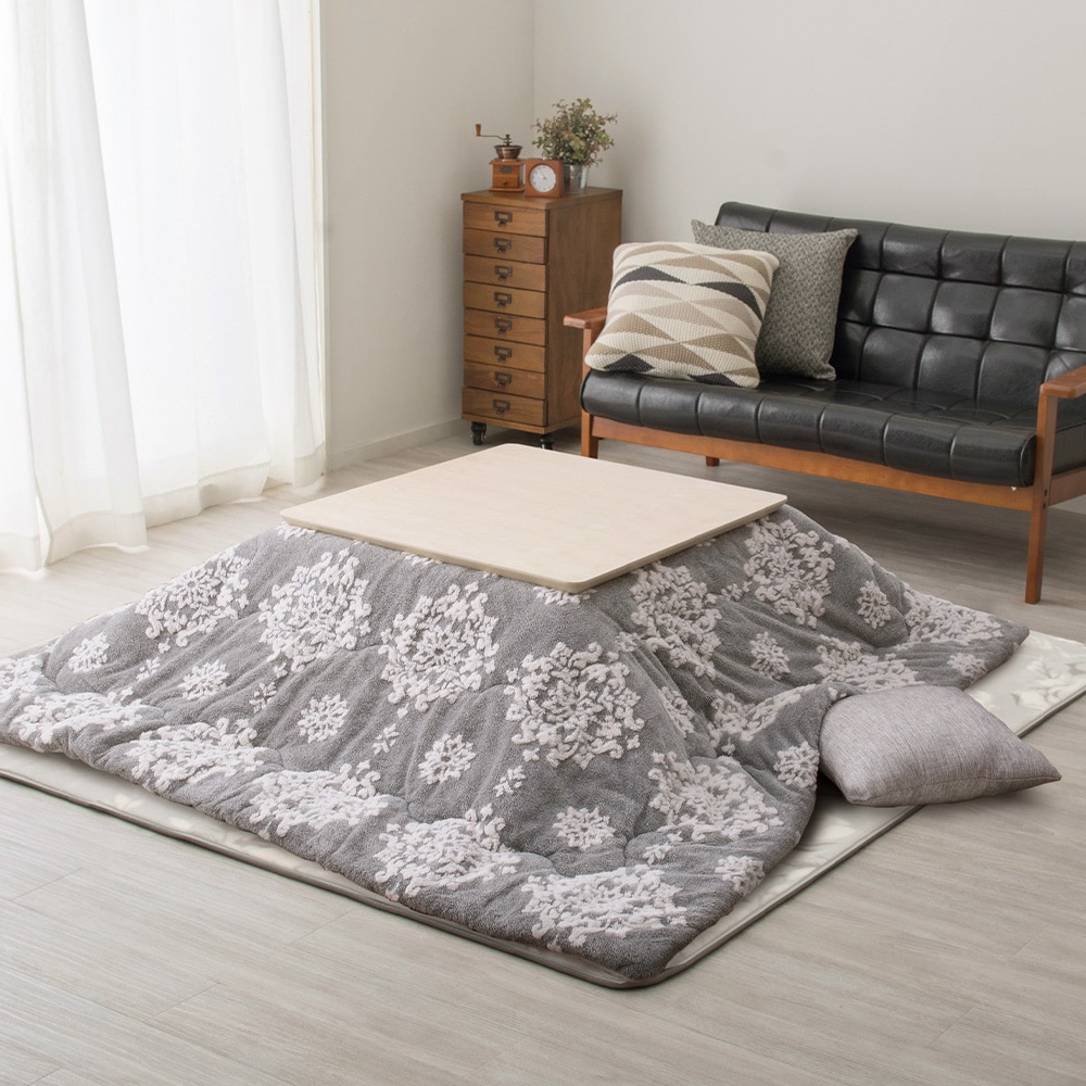 フランネルジャガードのこたつ薄掛け布団　シュシュ  グレー  メーカー直送?返品・キャンセル不可[他商品との同時購入不可]