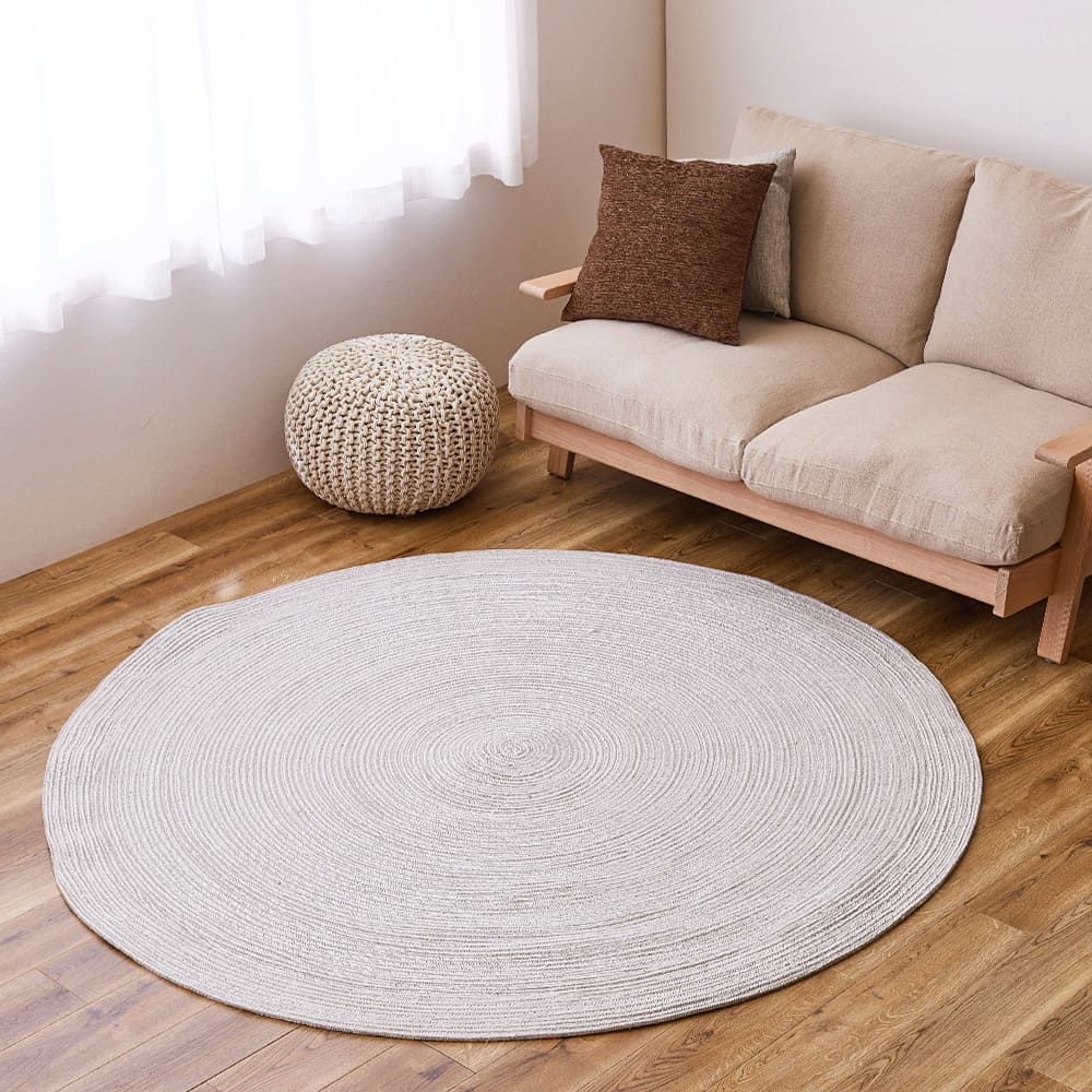 綿100％の編み込みラグ ブレイド GY/WH 180R メーカー直送 ▼返品・キャンセル不可【他商品との同時購入不可】