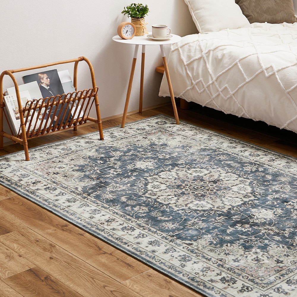 アンティーク絨毯風プリントラグ カメオ  グレー130×190  メーカー直送▼返品・キャンセル不可[他商品との同時購入不可]