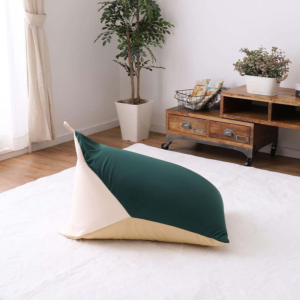 カラーが選べるリラックスビーズクッション グリーン／ベージュ メーカー直送 ▼返品・キャンセル不可【他商品との同時購入不可】