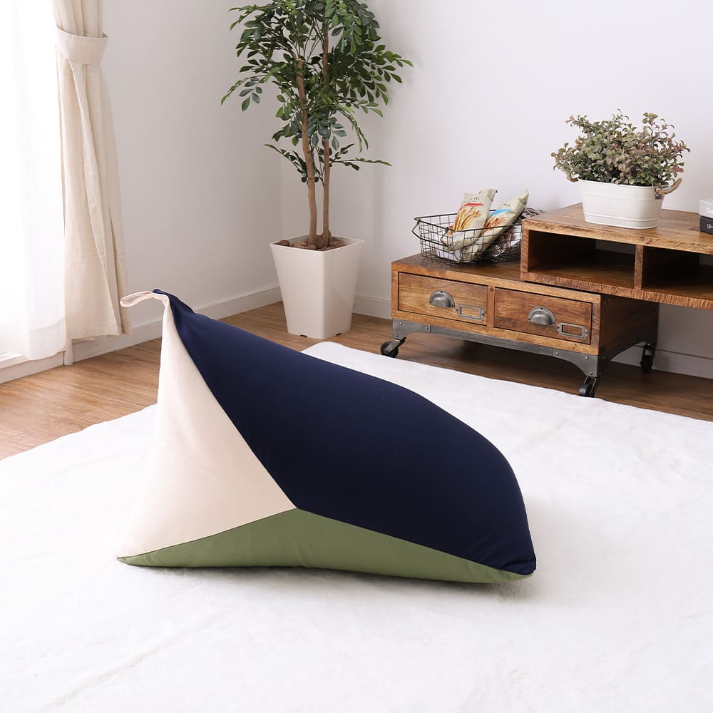 カラーが選べるリラックスビーズクッション ネイビー／グリーン メーカー直送 ▼返品・キャンセル不可【他商品との同時購入不可】