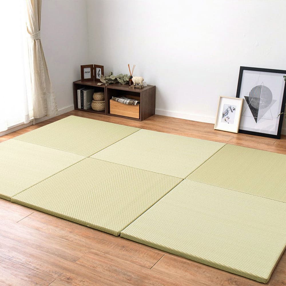 水拭きできる い草風置き畳 綾模様 グリーン 同色6枚組  メーカー直送 ▼返品・キャンセル不可[他商品との同時購入不可]