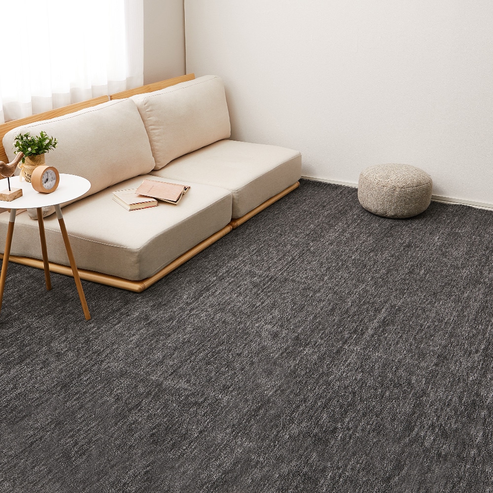 ペットにやさしい平織カーペット ラウム 286×286cm ブラック メーカー直送▼返品・キャンセル不可[他商品と同時購入不可]