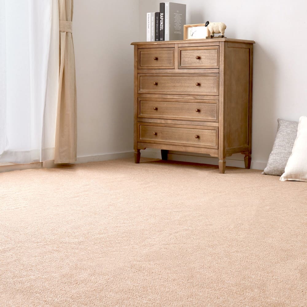 防炎加工の平織カーペット モーエン 江戸間4.5畳 ベージュ メーカー直送 ▼返品・キャンセル不可【他商品との同時購入不可】