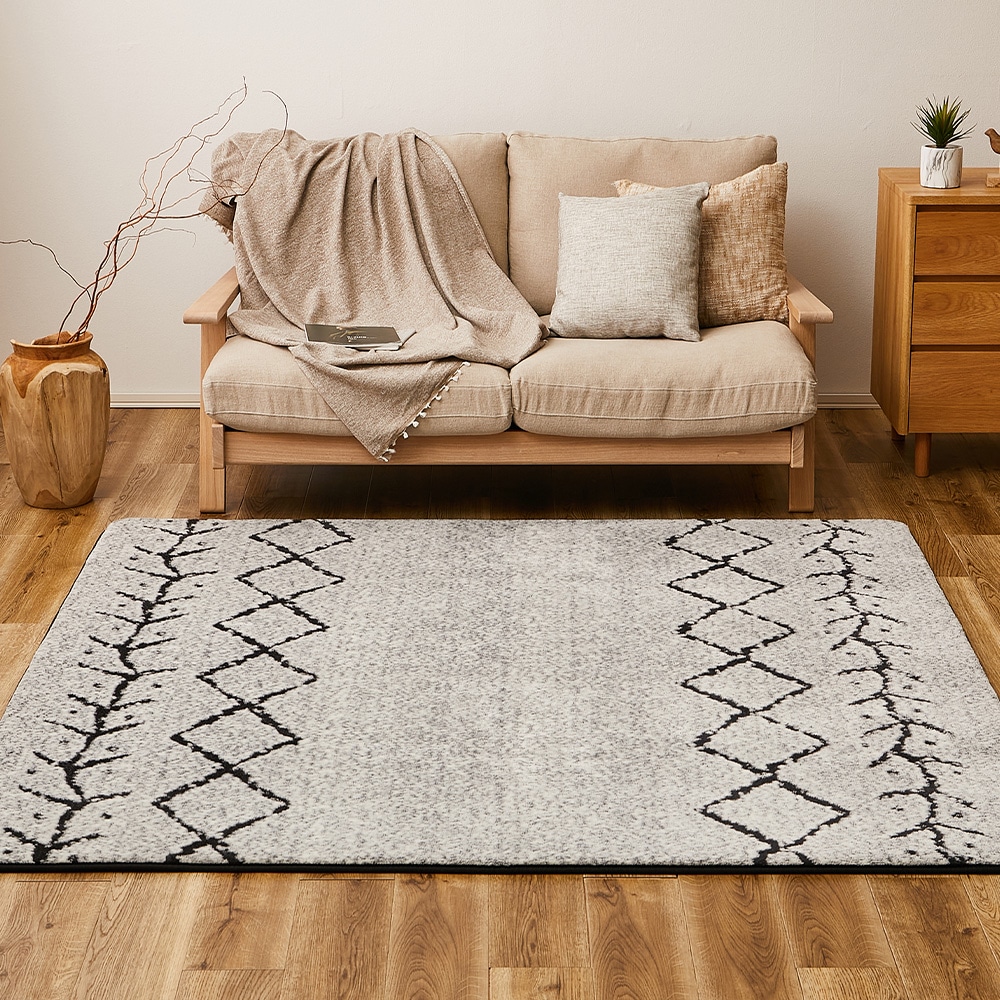 先染めふっくらラグ ベニワレン 200x240cm グレー メーカー直送 ▼返品・キャンセル不可[他商品との同時購入不可]