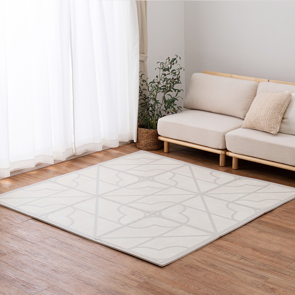 レトロデザインのジョイントマット キュロス 9枚入  アイボリー  メーカー直送▼返品・キャンセル不可[他商品との同時購入不可]