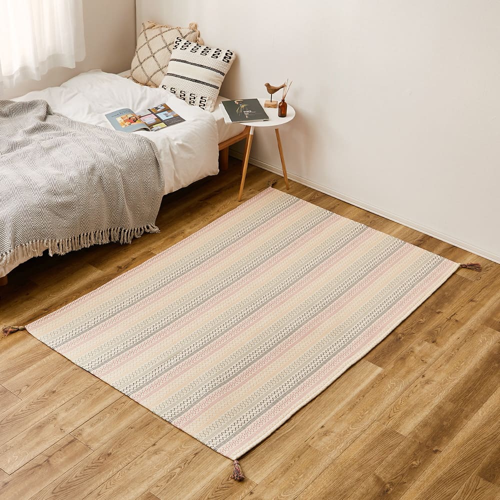 洗えるインド綿ラグ ハシーナ すべり止め付き 130×185 メーカー直送 ▼返品・キャンセル不可【他商品との同時購入不可】