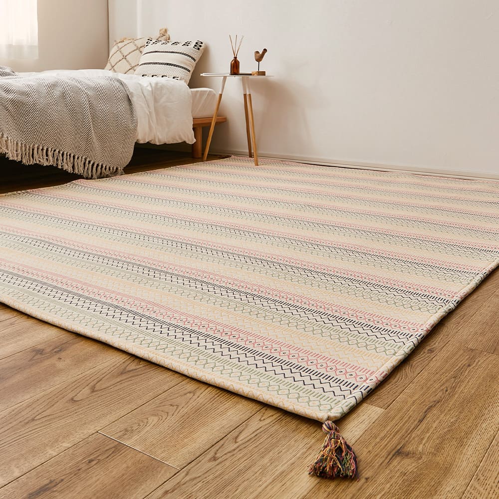 洗えるインド綿ラグ ハシーナ すべり止め付き 185×240 メーカー直送 ▼返品・キャンセル不可【他商品との同時購入不可】