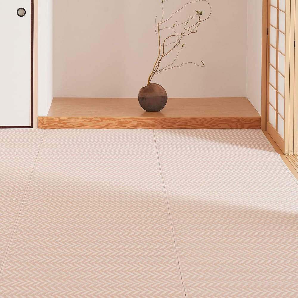 洗えるい草風カーペット パスラッシュ 江戸間6畳 ピンク メーカー直送 ▼返品・キャンセル不可【他商品との同時購入不可】