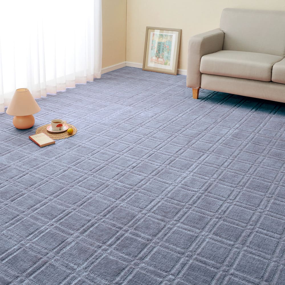 抗菌・防臭加工の平織カーペット シオン 江戸間8畳 ブルー メーカー直送 ▼返品・キャンセル不可【他商品との同時購入不可】