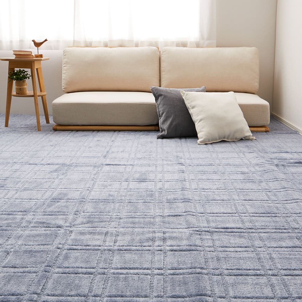 抗菌・防臭加工の平織カーペット シオン 本間3畳 ブルー メーカー直送 ▼返品・キャンセル不可【他商品との同時購入不可】