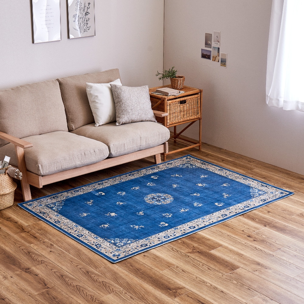 シノワズリデザインラグ ミュゲ  130×190cm ブルー メーカー直送▼返品・キャンセル不可[他商品との同時購入不可]