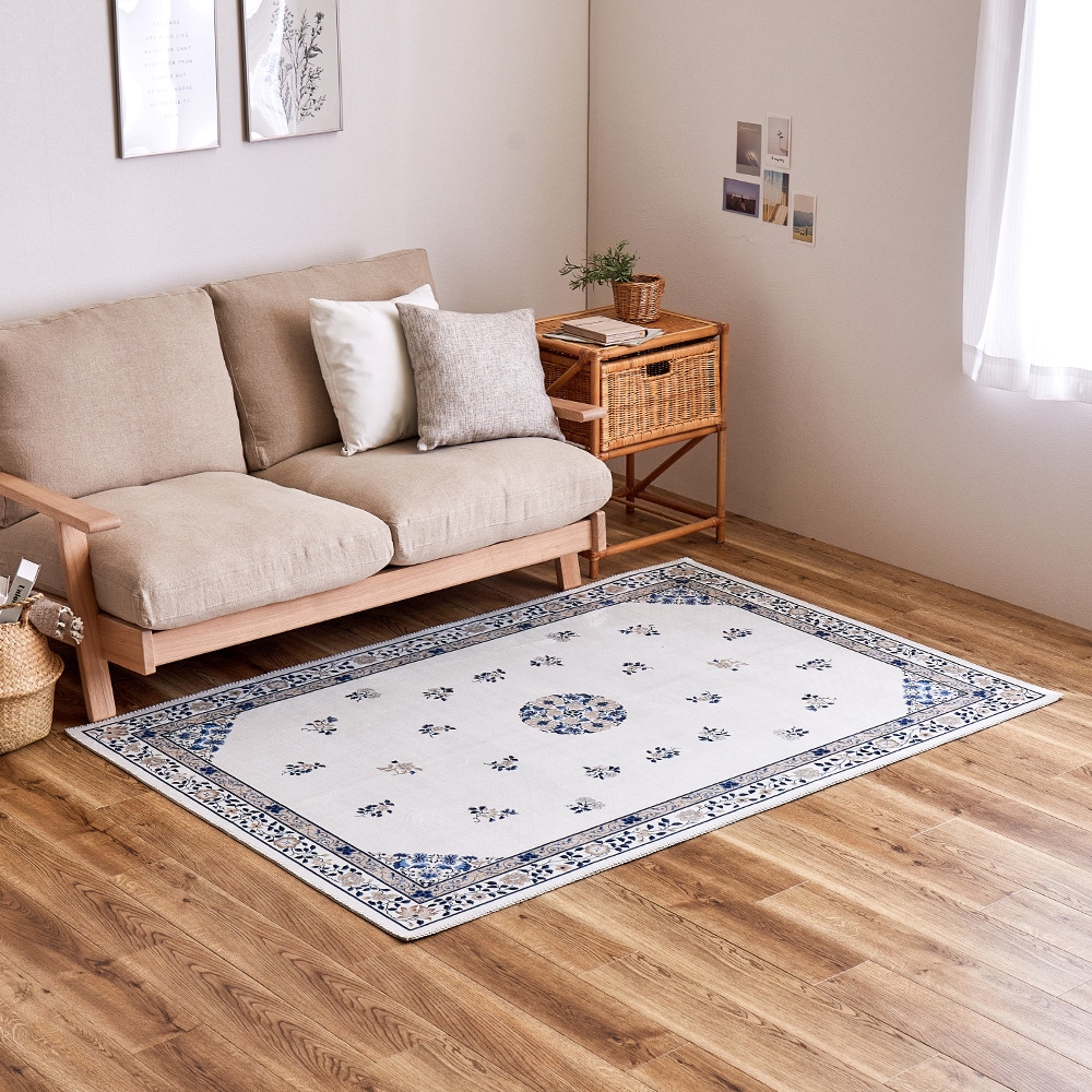 シノワズリデザインラグ ミュゲ  130×190cm アイボリー メーカー直送▼返品・キャンセル不可[他商品との同時購入不可]