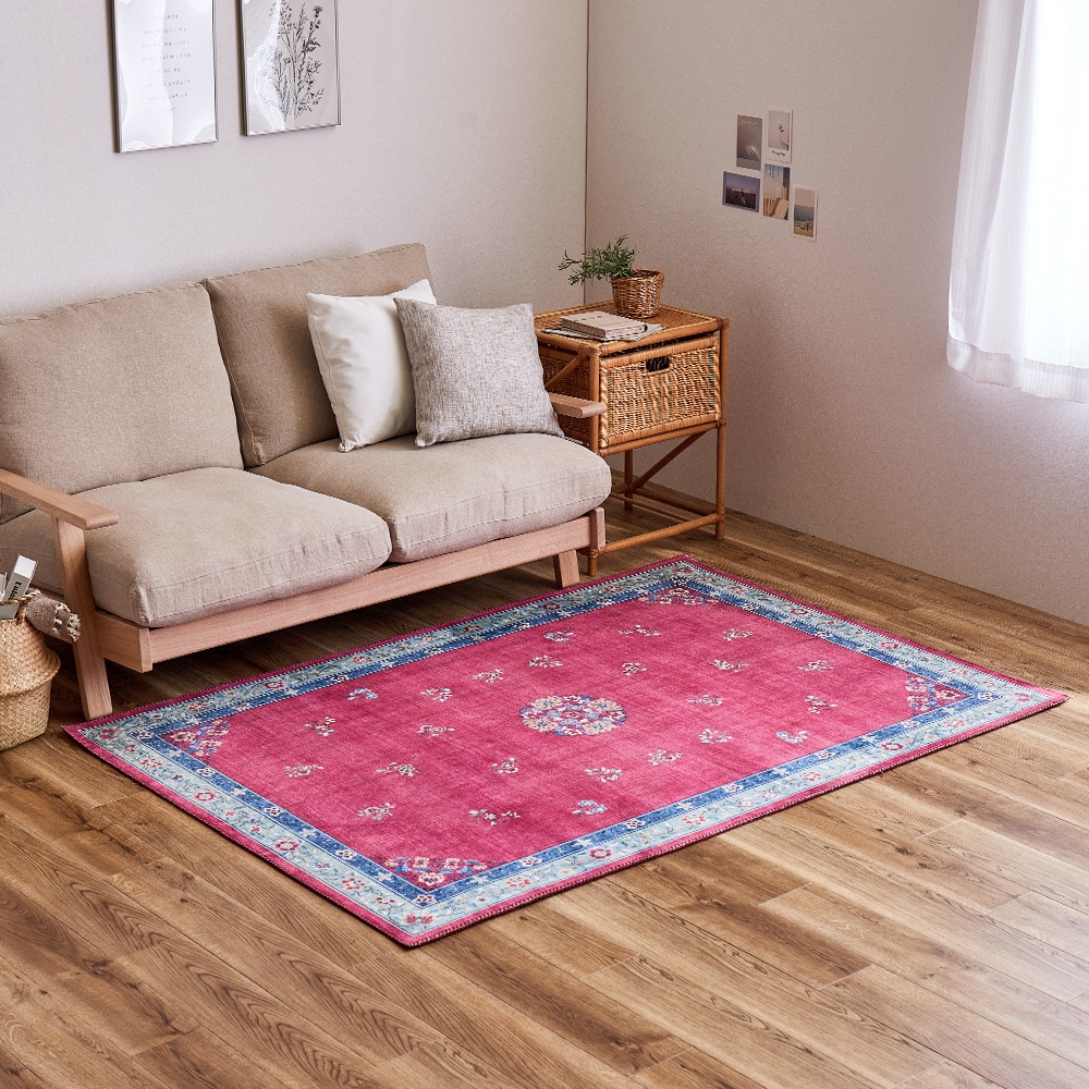 シノワズリデザインラグ ミュゲ  130×190cm ピンク メーカー直送▼返品・キャンセル不可[他商品との同時購入不可]