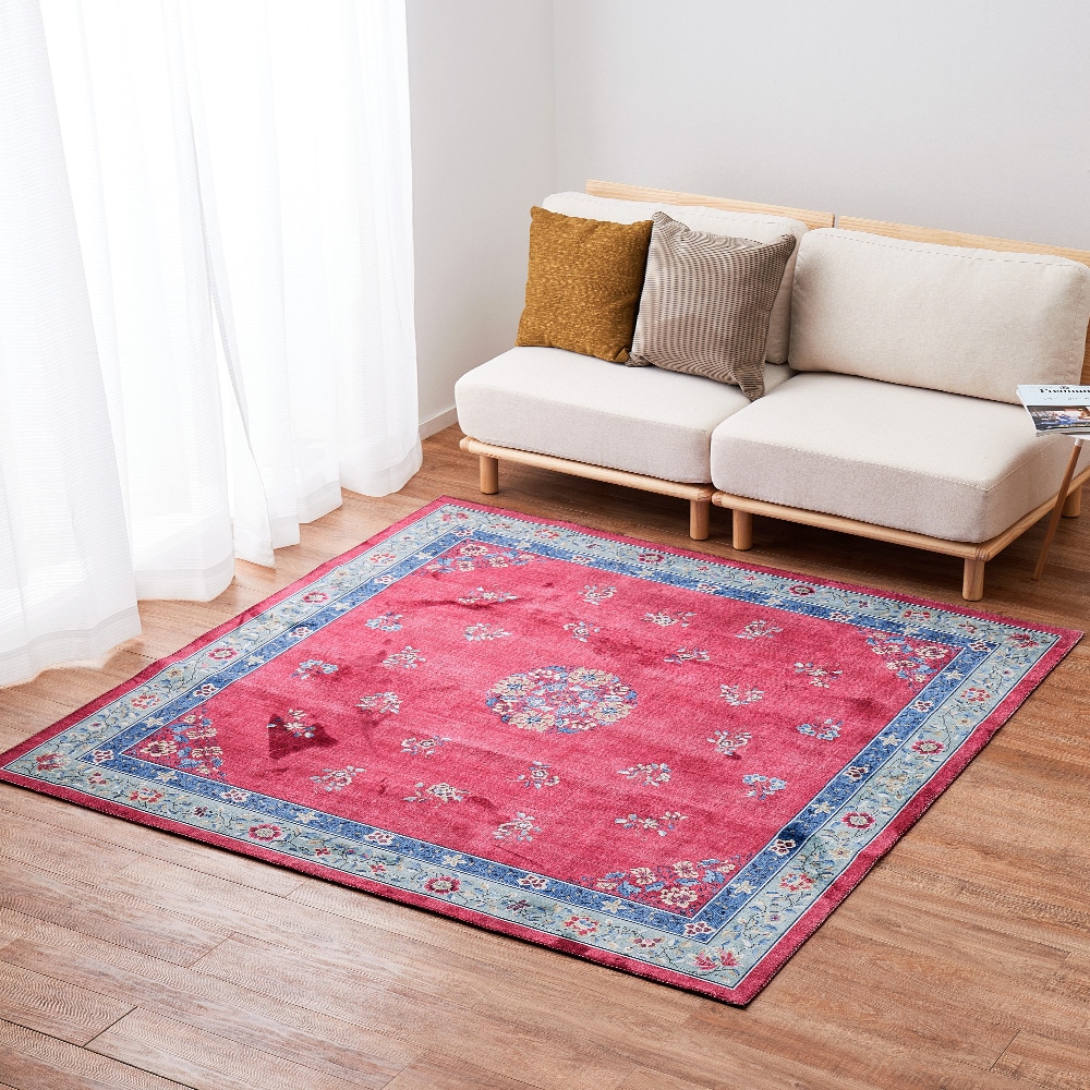 シノワズリデザインラグ ミュゲ 190×190cm ピンクメーカー直送▼返品・キャンセル不可[他商品との同時購入不可]