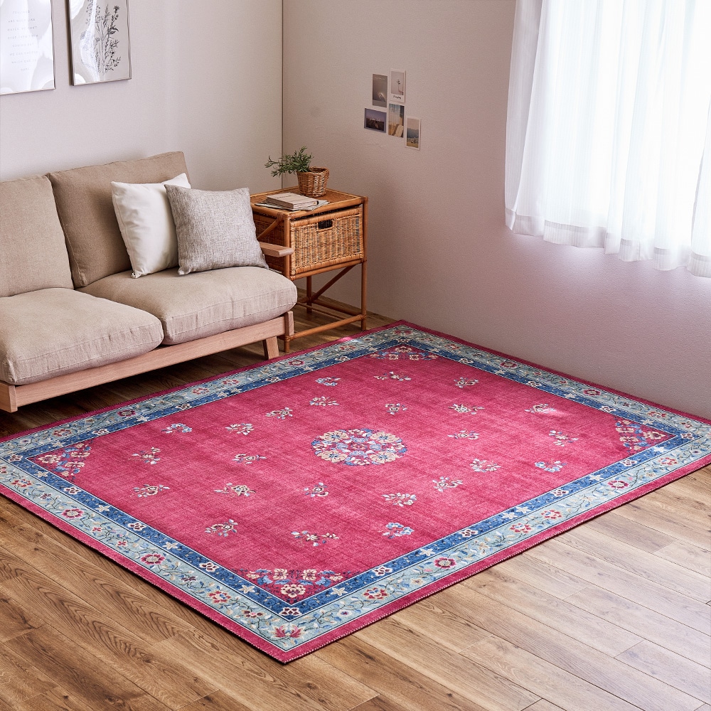 シノワズリデザインラグ ミュゲ 190×240cm ピンクメーカー直送▼返品・キャンセル不可[他商品との同時購入不可]