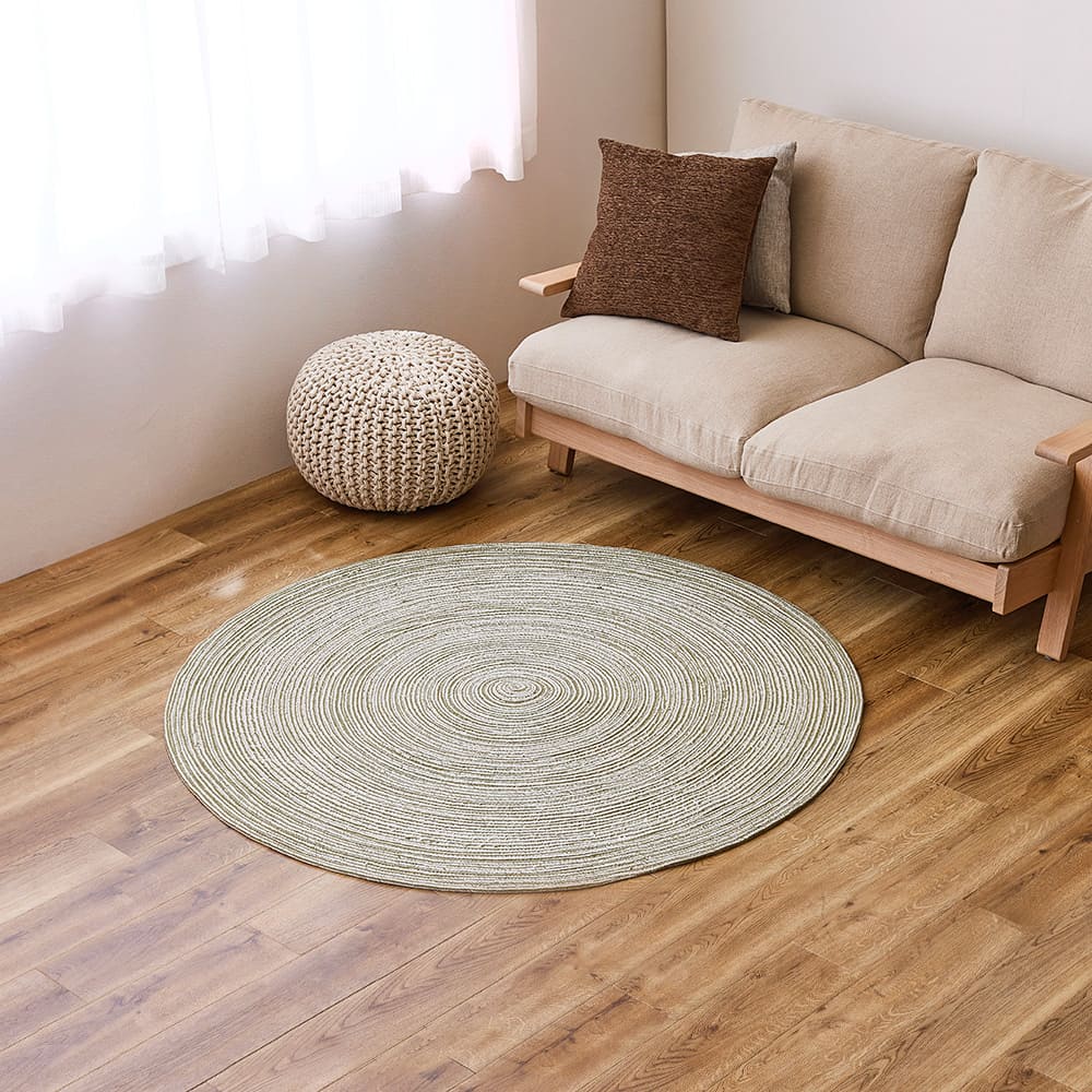 綿100％の編み込みラグ ブレイド GR/WH 140R メーカー直送 ▼返品・キャンセル不可【他商品との同時購入不可】