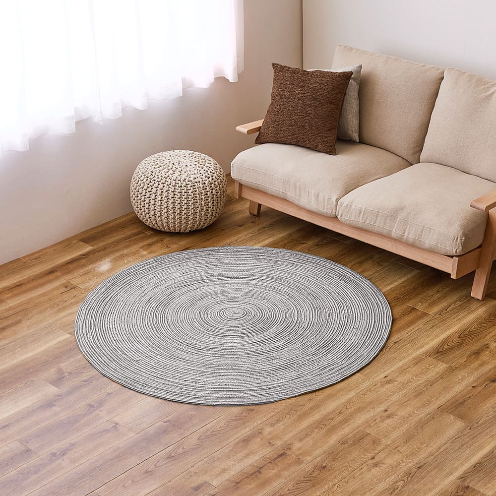 綿100％の編み込みラグ ブレイド BK/WH 140R メーカー直送 ▼返品・キャンセル不可【他商品との同時購入不可】