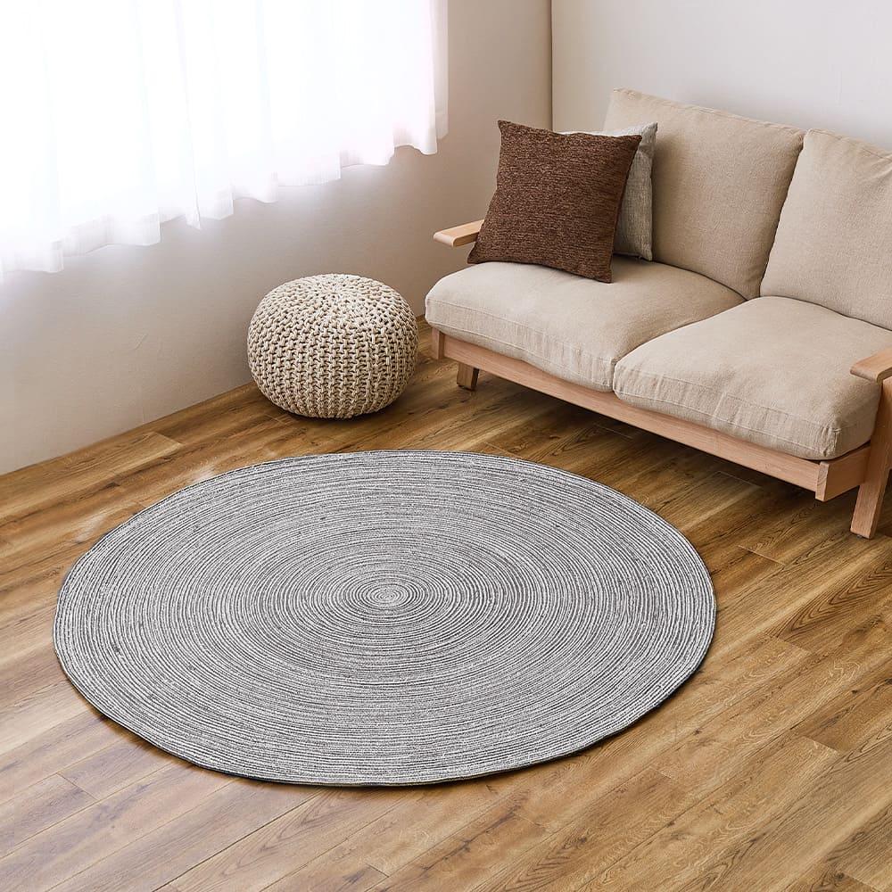 綿100％の編み込みラグ ブレイド BK/WH 160R メーカー直送 ▼返品・キャンセル不可【他商品との同時購入不可】