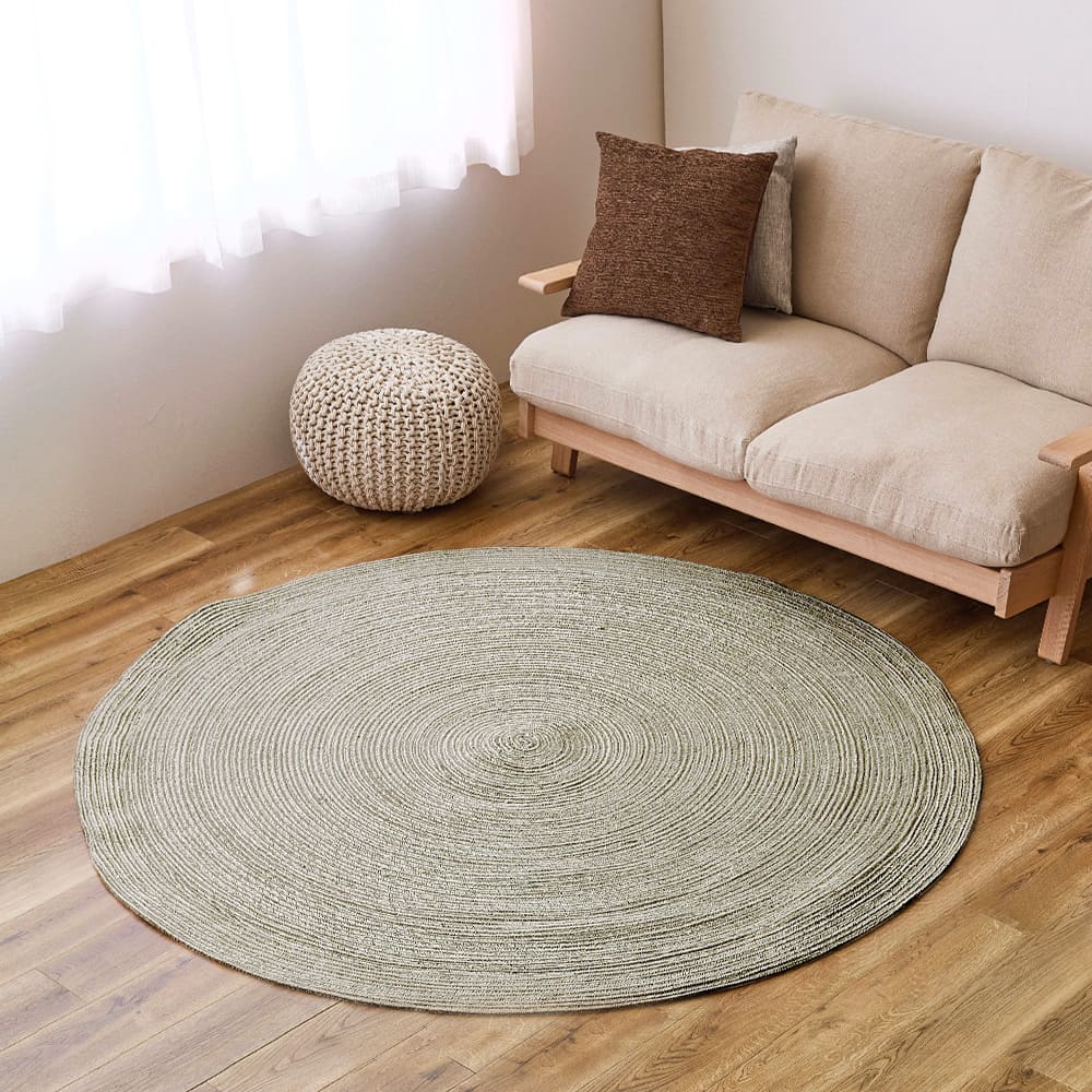 綿100％の編み込みラグ ブレイド GR/WH 180R メーカー直送 ▼返品・キャンセル不可【他商品との同時購入不可】