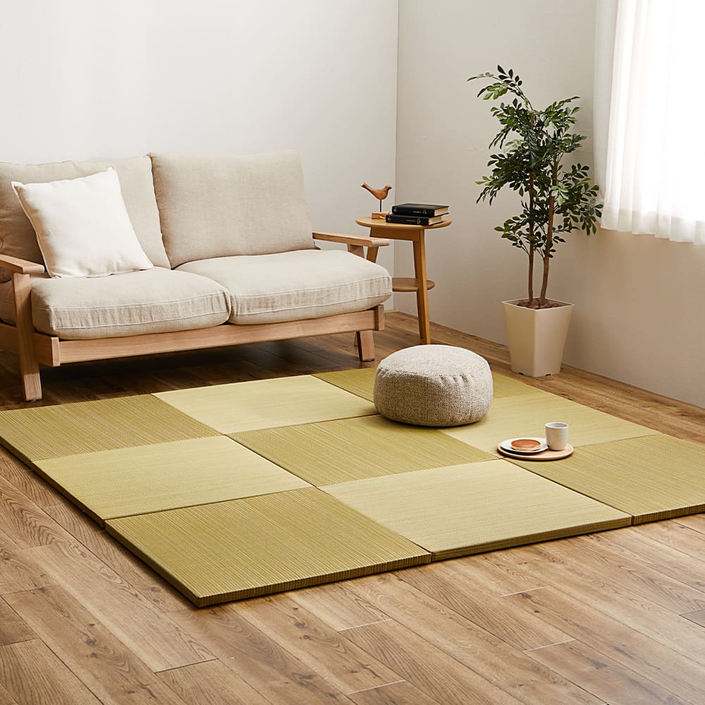 カラーの選べる軽量置き畳 紗彩 イエロー 同色12枚組 メーカー直送 ▼返品・キャンセル不可[他商品との同時購入不可]