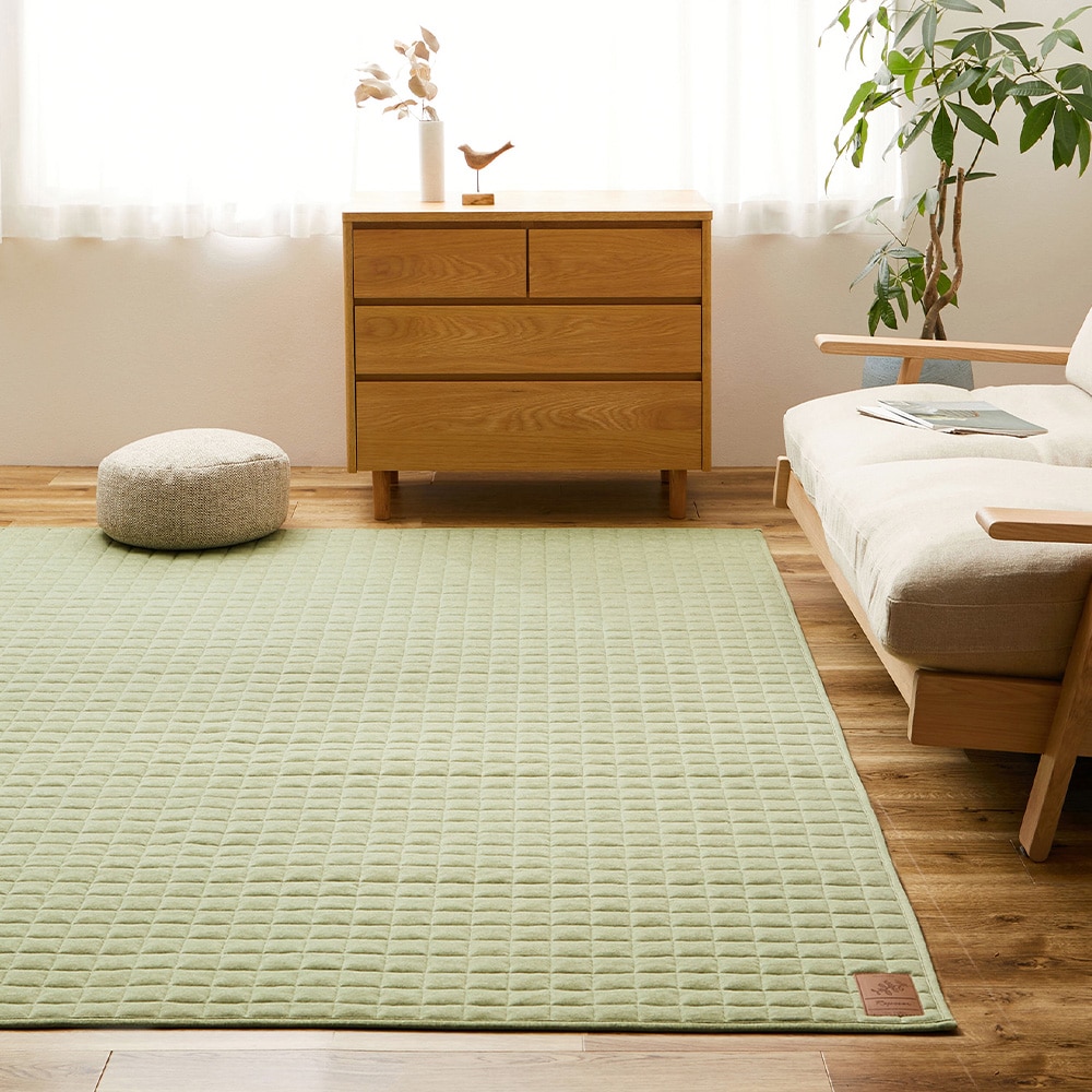 洗えるスウェットキルトラグ　ココン  グリーン130×190  メーカー直送?返品・キャンセル不可[他商品との同時購入不可]