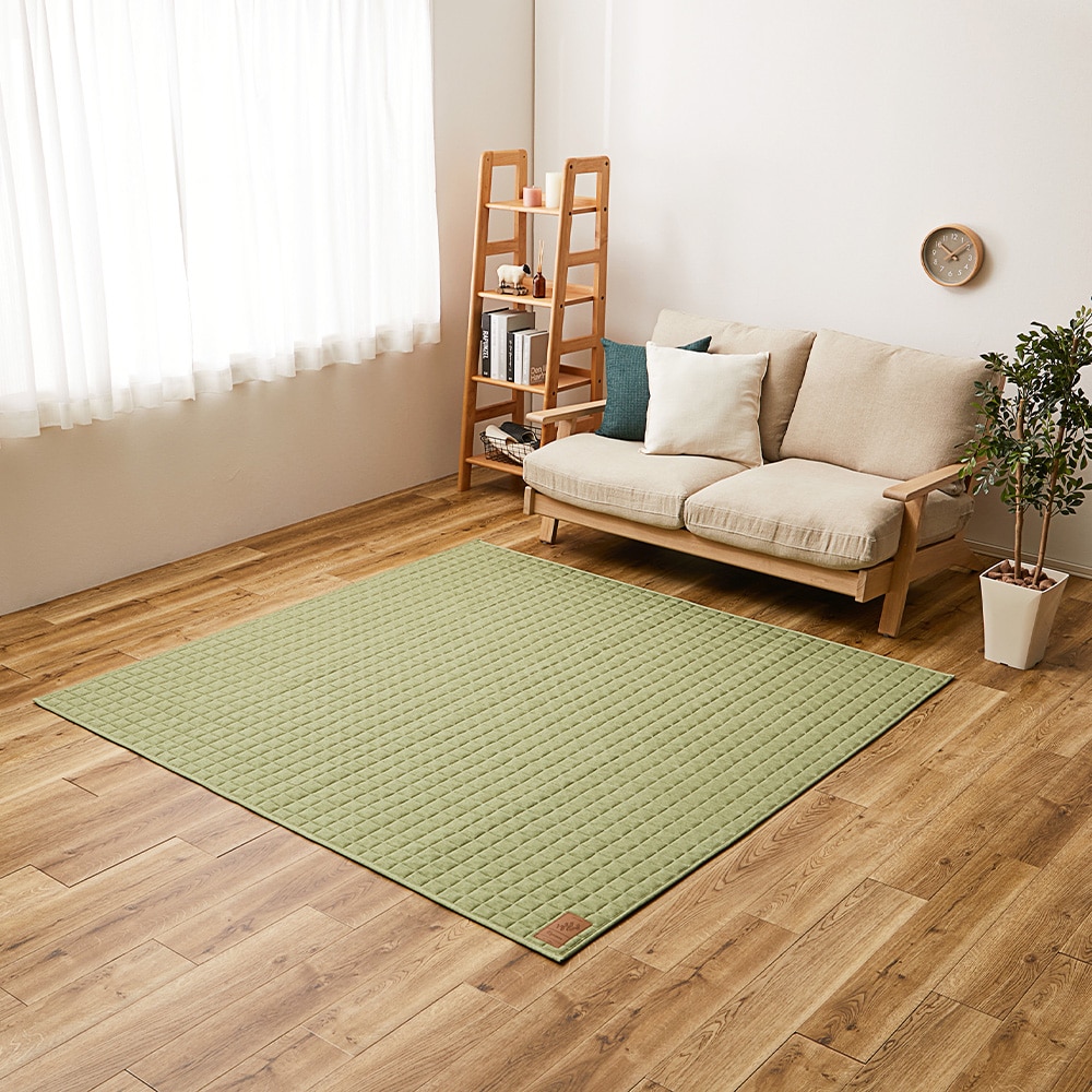 洗えるスウェットキルトラグ　ココン  グリーン190×190  メーカー直送?返品・キャンセル不可[他商品との同時購入不可]