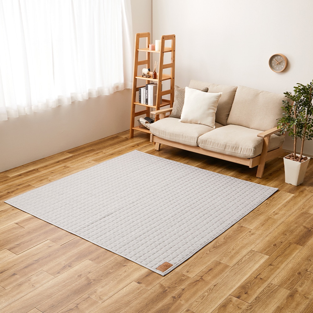 洗えるスウェットキルトラグ　ココン  グレー190×190  メーカー直送?返品・キャンセル不可[他商品との同時購入不可]