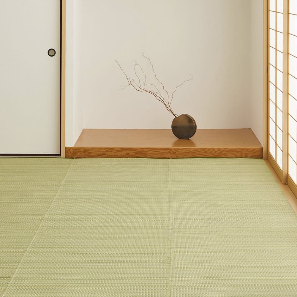 洗えるい草風カーペット ライアン 江戸間3畳 グリーン メーカー直送 ▼返品・キャンセル不可【他商品との同時購入不可】