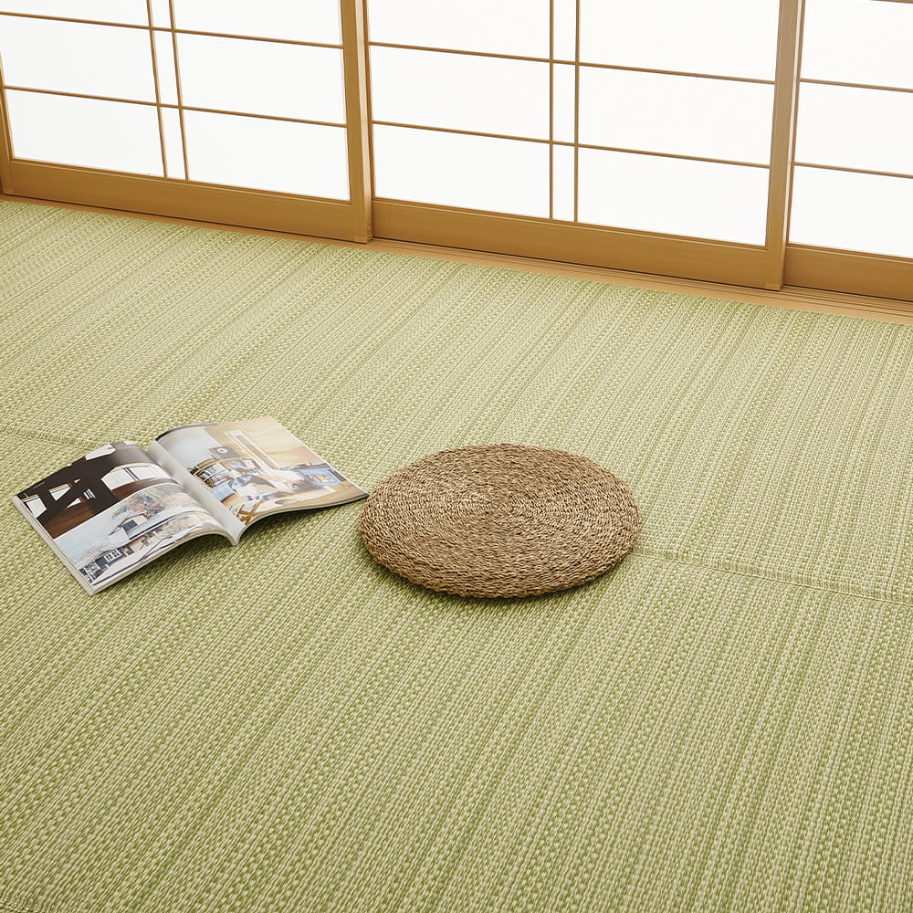 洗えるい草風カーペット ライアン 江戸間6畳 グリーン メーカー直送 ▼返品・キャンセル不可【他商品との同時購入不可】