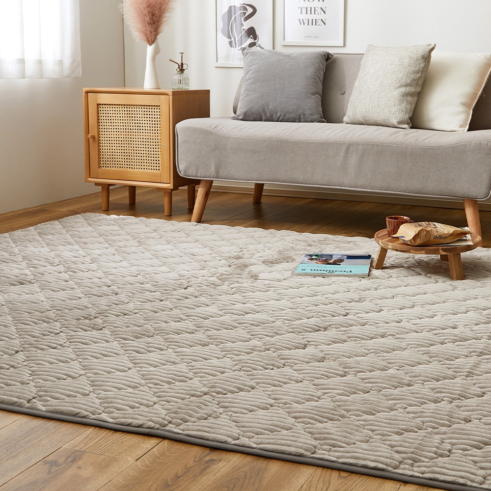 くすみカラーのストライプフランネルラグ　ショコラ  グレージュ  メーカー直送?返品・キャンセル不可[他商品との同時購入不可]