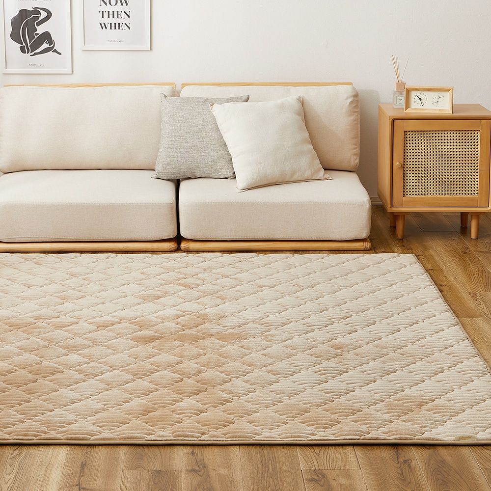 くすみカラーのストライプフランネルラグ　ショコラ  キャメルベージュ  メーカー直送?返品・キャンセル不可[他商品との同時購入不可]