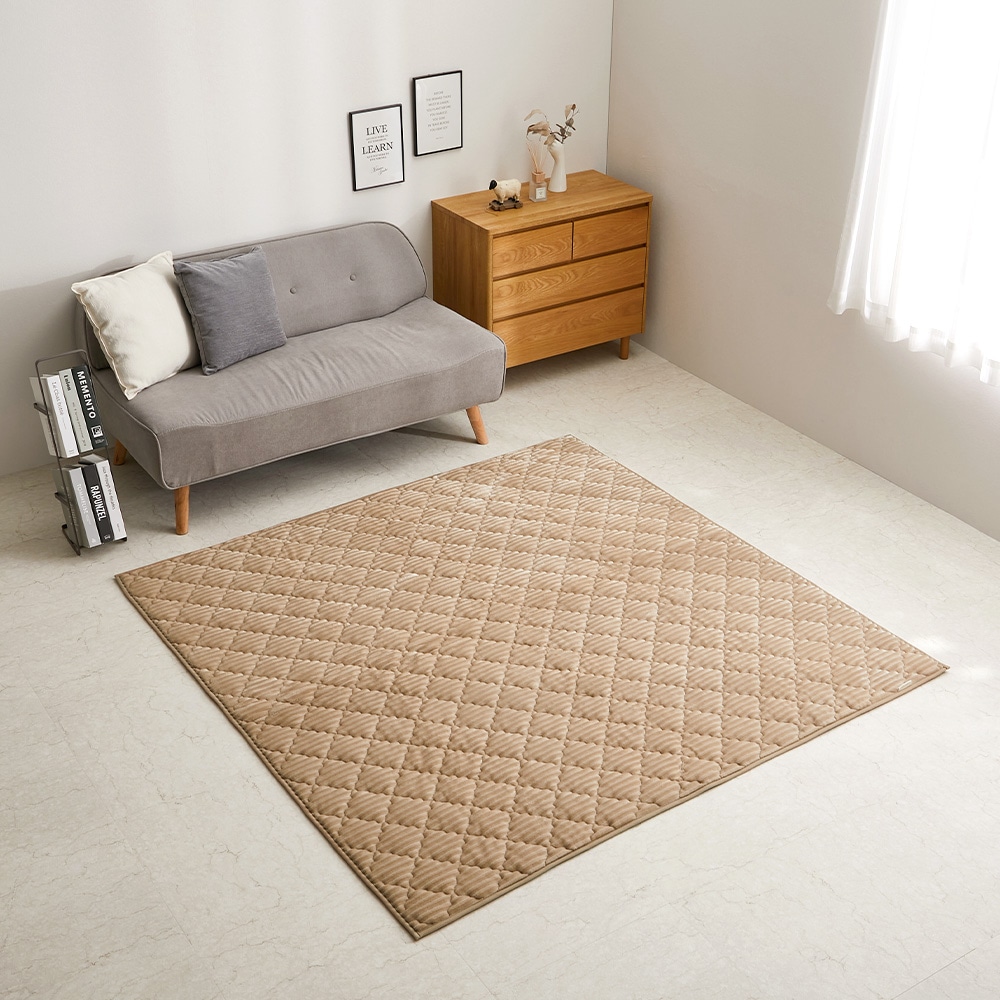 くすみカラーのストライプフランネルラグ　ショコラ  キャメルベージュ  メーカー直送?返品・キャンセル不可[他商品との同時購入不可]