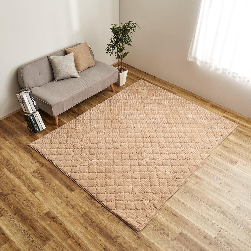 くすみカラーのストライプフランネルラグ　ショコラ  キャメルベージュ  メーカー直送?返品・キャンセル不可[他商品との同時購入不可]