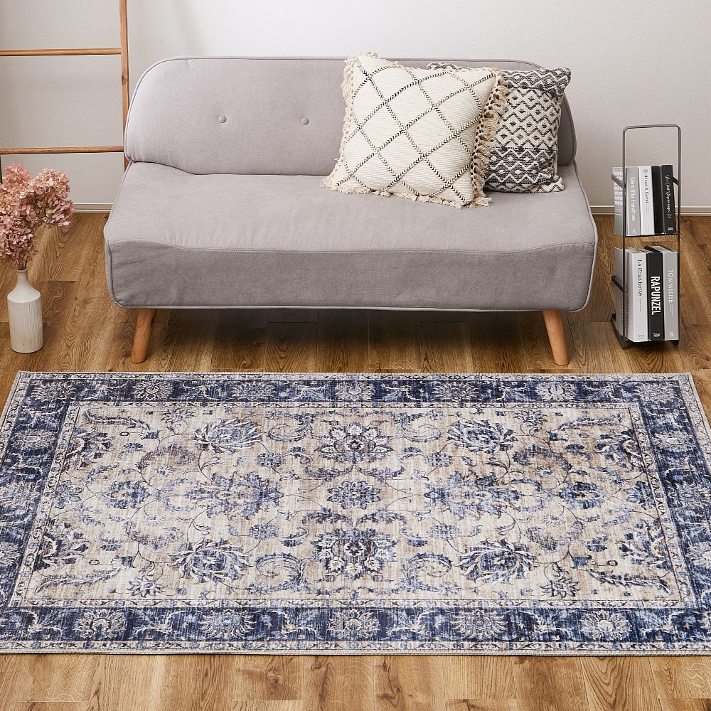 ソフトフランネルラグ ハーマル 190×190cm ネイビー メーカー直送▼返品・キャンセル不可[他商品との同時購入不可]