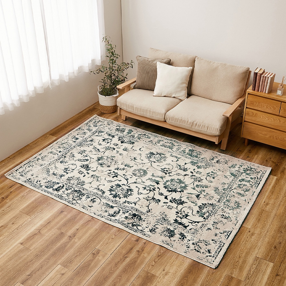 エジプト製 オリエンタル柄ウィルトンラグ カマル  アイボリー  メーカー直送▼返品・キャンセル不可[他商品との同時購入不可]