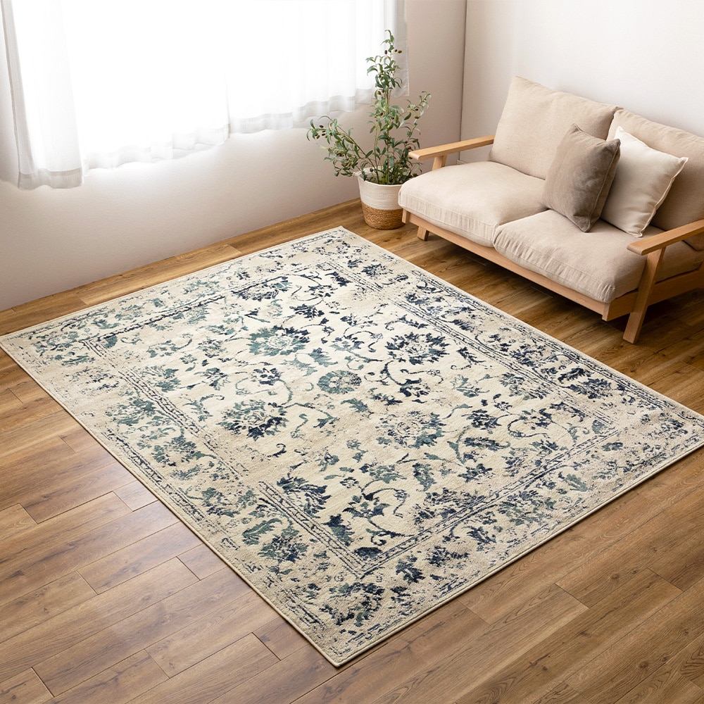 エジプト製 オリエンタル柄ウィルトンラグ カマル  アイボリー  メーカー直送▼返品・キャンセル不可[他商品との同時購入不可]