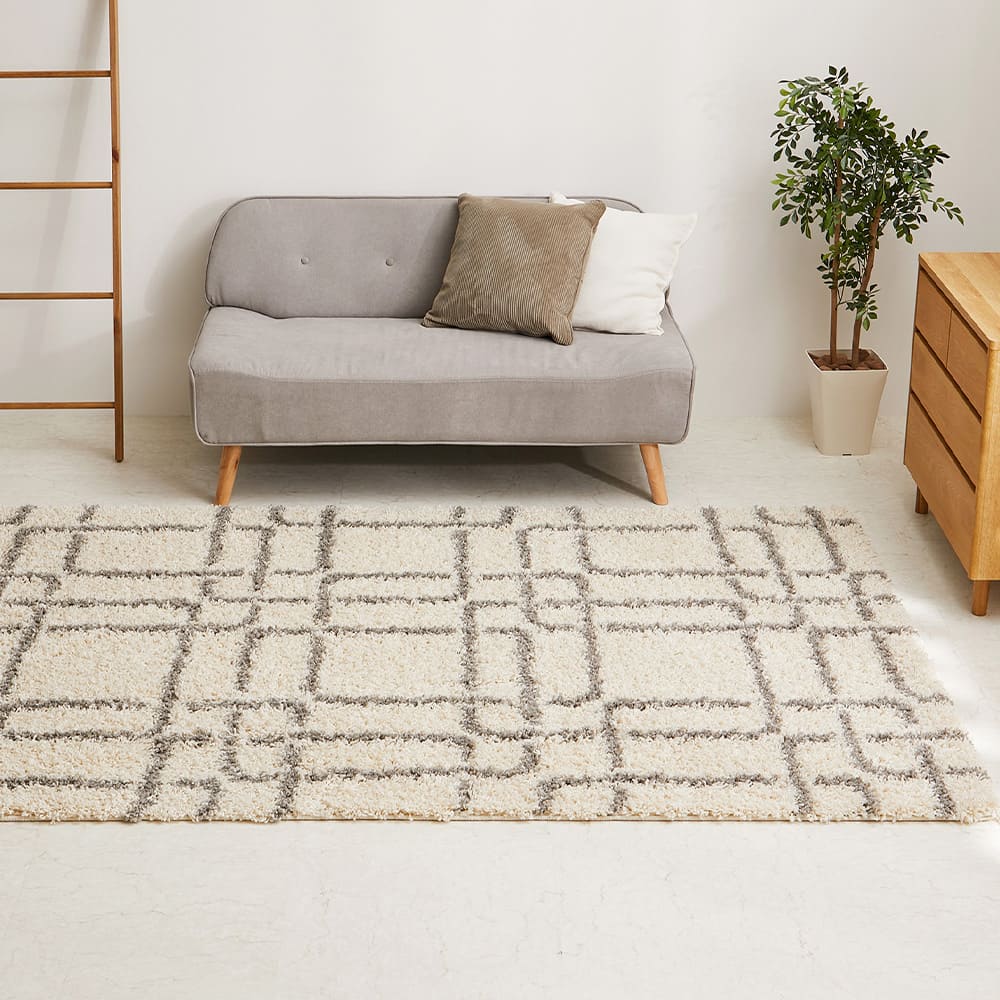 幾何学柄のウィルトン織シャギーラグ ケジャ IV 130×190cm メーカー直送 ▼返品・キャンセル不可【他商品と同時購入不可